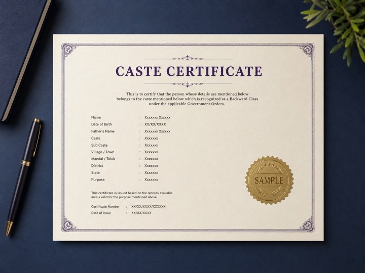 Caste Certificate sample