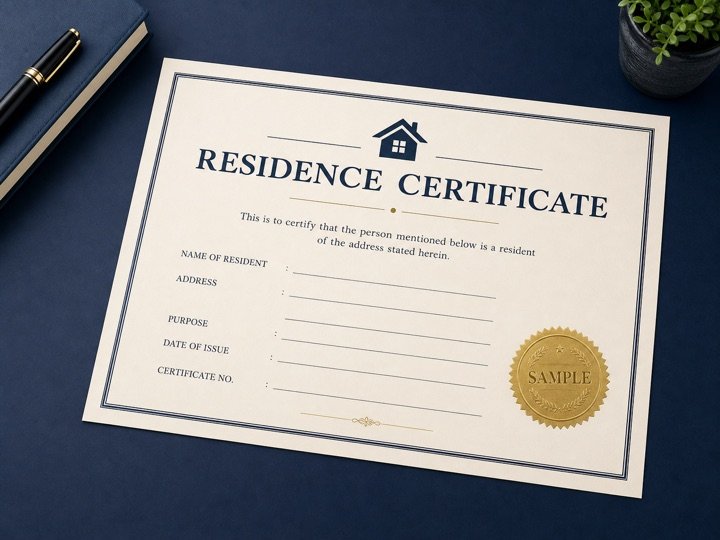 Residence Certificate sample